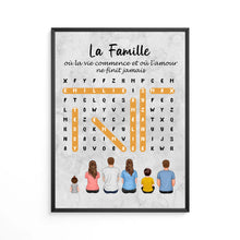 Charger l'image dans la galerie, Mots mêlés Poster personnalisée Famille Nom, cadeau pour Famille, Maman at papa chien, chat, Décoration du salon
