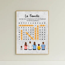 Charger l'image dans la galerie, Mots mêlés Poster personnalisée Famille Nom, cadeau pour Famille, Maman at papa chien, chat, Décoration du salon

