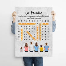 Charger l'image dans la galerie, Mots mêlés Poster personnalisée Famille Nom, cadeau pour Famille, Maman at papa chien, chat, Décoration du salon
