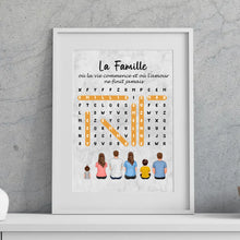 Charger l'image dans la galerie, Mots mêlés Poster personnalisée Famille Nom, cadeau pour Famille, Maman at papa chien, chat, Décoration du salon
