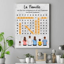 Charger l'image dans la galerie, Mots mêlés Poster personnalisée Famille Nom, cadeau pour Famille, Maman at papa chien, chat, Décoration du salon
