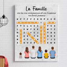 Charger l'image dans la galerie, Mots mêlés Poster personnalisée Famille Nom, cadeau pour Famille, Maman at papa chien, chat, Décoration du salon

