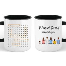 Charger l'image dans la galerie, Mots mêlés noms personnalisée mug, Tasse cadeau pour Famille, Frères et Sœurs liés pour toujours
