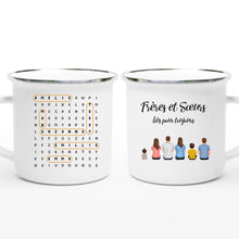 Charger l'image dans la galerie, Mots mêlés noms personnalisée mug, Tasse cadeau pour Famille, Frères et Sœurs liés pour toujours
