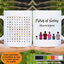 Charger l'image dans la galerie, Mots mêlés noms personnalisée mug, Tasse cadeau pour Famille, Frères et Sœurs liés pour toujours
