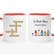 Charger l'image dans la galerie, Mots mêlés noms personnalisée mug, Tasse cadeau pour Famille, Couple, Maman at papa chien, chat
