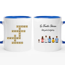 Charger l'image dans la galerie, Mots mêlés noms personnalisée mug, Tasse cadeau pour Famille, Couple, Maman at papa chien, chat
