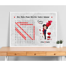 Charger l'image dans la galerie, Mots mêlés Toile personnalisé, Saint-Valentin Cadeaux pour couple, Épouse et mari, Mots pour décrire notre amour
