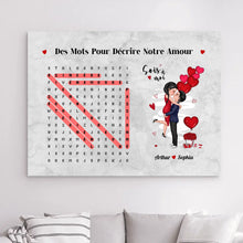 Charger l'image dans la galerie, Mots mêlés Toile personnalisé, Saint-Valentin Cadeaux pour couple, Épouse et mari, Mots pour décrire notre amour
