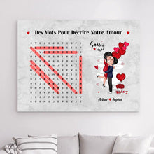 Charger l'image dans la galerie, Mots mêlés Toile personnalisé, Saint-Valentin Cadeaux pour couple, Épouse et mari, Mots pour décrire notre amour
