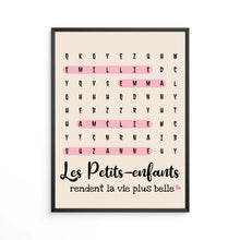 Charger l'image dans la galerie, Mots mêlés Poster personnalisée, Toile cadeau pour mamie, papi, Les Petits-enfants rendent la vie plus belle
