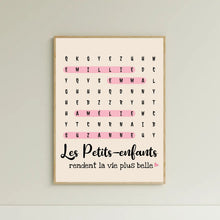 Charger l'image dans la galerie, Mots mêlés Poster personnalisée, Toile cadeau pour mamie, papi, Les Petits-enfants rendent la vie plus belle
