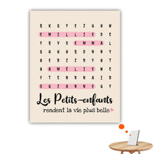 Charger l'image dans la galerie, Mots mêlés Poster personnalisée, Toile cadeau pour mamie, papi, Les Petits-enfants rendent la vie plus belle
