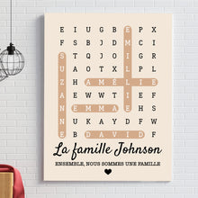Charger l'image dans la galerie, Mots mêlés Poster personnalisée, Toile cadeau pour Famille, chien, chat, Ensemble, nous formons une famille
