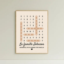 Charger l'image dans la galerie, Mots mêlés Poster personnalisée, Toile cadeau pour Famille, chien, chat, Ensemble, nous formons une famille
