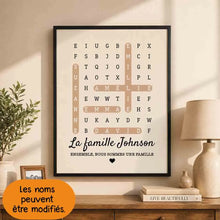 Charger l'image dans la galerie, Mots mêlés Poster personnalisée, Toile cadeau pour Famille, chien, chat, Ensemble, nous formons une famille
