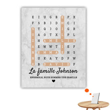 Charger l'image dans la galerie, Mots mêlés Impression sur table personnalisée, TableTop Print cadeau pour Famille, chien, chat, Ensemble, nous formons une famille
