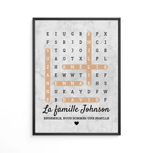 Charger l'image dans la galerie, Mots mêlés Impression sur table personnalisée, TableTop Print cadeau pour Famille, chien, chat, Ensemble, nous formons une famille
