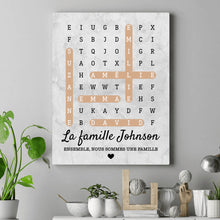 Charger l'image dans la galerie, Mots mêlés Impression sur table personnalisée, TableTop Print cadeau pour Famille, chien, chat, Ensemble, nous formons une famille

