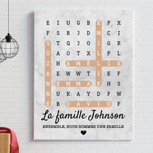 Charger l'image dans la galerie, Mots mêlés Impression sur table personnalisée, TableTop Print cadeau pour Famille, chien, chat, Ensemble, nous formons une famille

