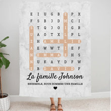 Charger l'image dans la galerie, Mots mêlés Impression sur table personnalisée, TableTop Print cadeau pour Famille, chien, chat, Ensemble, nous formons une famille
