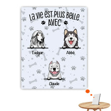 Charger l'image dans la galerie, Jusqu'à 9 chiens, Impression sur table personnalisée, TableTop Print cadeau, La vie est plus belle avec des chiens
