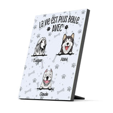 Charger l'image dans la galerie, Jusqu'à 9 chiens, Impression sur table personnalisée, TableTop Print cadeau, La vie est plus belle avec des chiens
