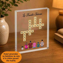 Charger l'image dans la galerie, Mots croisé Bloc Acrylique personnalisée Famille Nom, cadeau pour Famille, Maman at papa chien, chat
