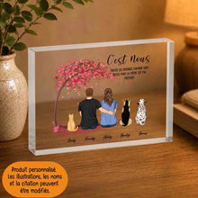Charger l'image dans la galerie, Jusqu'à 3 animaux de compagnie, Bloc Acrylique personnalisée, Couple et animal de compagnie, cadeau familial
