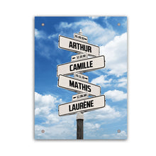 Charger l'image dans la galerie, Jusqu'à 10 noms, Signe en métal personnalisée, Plaque De Porte Métal cadeau pour la famille, fond de ciel nuageux
