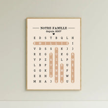 Charger l'image dans la galerie, Mots mêlés Impression sur table personnalisée, TableTop Print cadeau pour Famille, Notre Famille
