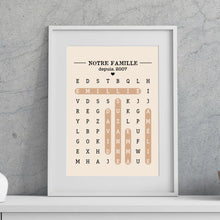 Charger l'image dans la galerie, Mots mêlés Impression sur table personnalisée, TableTop Print cadeau pour Famille, Notre Famille
