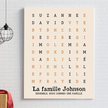 Charger l'image dans la galerie, Mots mêlés Passe partout personnalisée, cadeau pour Famille, Ensemble nous formons une famille
