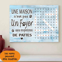 Charger l'image dans la galerie, Mots mêlés personnalisés pet noms, Toile cadeaux pour famille, maman et papa chiens, chat, Une maison n’est pas un foyer sans
