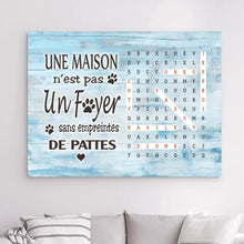 Charger l'image dans la galerie, Mots mêlés personnalisés pet noms, Toile cadeaux pour famille, maman et papa chiens, chat, Une maison n’est pas un foyer sans
