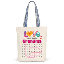 Charger l'image dans la galerie, Mots mêlés personnalisés Sac fourre-tout noms, Tote bag cadeau grand-mère, Maman, mamie, J’aime être appelée Mamie
