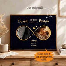 Charger l'image dans la galerie, Phase de lune personnalisée poster avec photo, Cadeaux pour nouvelle maman, papa, La nuit où tu es devenu mon maman
