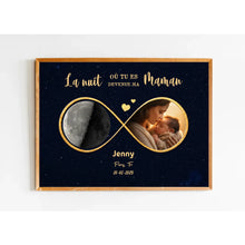 Charger l'image dans la galerie, Phase de lune personnalisée poster avec photo, Cadeaux pour nouvelle maman, papa, La nuit où tu es devenu mon maman

