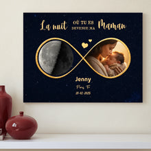 Charger l'image dans la galerie, Phase de lune personnalisée poster avec photo, Cadeaux pour nouvelle maman, papa, La nuit où tu es devenu mon maman
