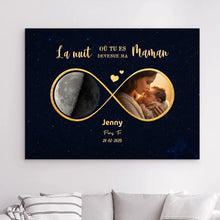 Charger l'image dans la galerie, Phase de lune personnalisée poster avec photo, Cadeaux pour nouvelle maman, papa, La nuit où tu es devenu mon maman
