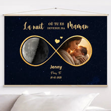 Charger l'image dans la galerie, Phase de lune personnalisée poster avec photo, Cadeaux pour nouvelle maman, papa, La nuit où tu es devenu mon maman
