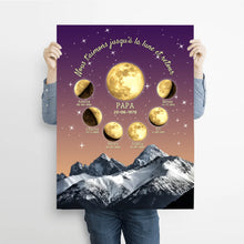 Charger l'image dans la galerie, Phase de lune personnalisés noms, Bloc Acrylique cadeau pour papa, papi, maman, mamie, Nous t’aimons jusqu’à la lune et retour
