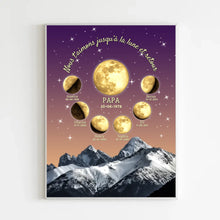 Charger l'image dans la galerie, Phase de lune personnalisés noms, Bloc Acrylique cadeau pour papa, papi, maman, mamie, Nous t’aimons jusqu’à la lune et retour
