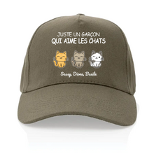 Charger l'image dans la galerie, Jusqu'à 4 chats, Casquette personnalisée papa de chat, cadeau pour homme, fête des pères, garçon qui aime les chats
