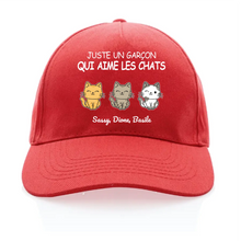 Charger l'image dans la galerie, Jusqu'à 4 chats, Casquette personnalisée papa de chat, cadeau pour homme, fête des pères, garçon qui aime les chats
