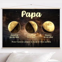 Charger l'image dans la galerie, Phase de lune personnalisés noms, Poster cadeaux pour papa, de fête des pères, nous t’aimons jusqu’à la lune et bien au-delà.
