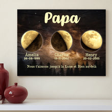 Charger l'image dans la galerie, Phase de lune personnalisés noms, Poster cadeaux pour papa, de fête des pères, nous t’aimons jusqu’à la lune et bien au-delà.
