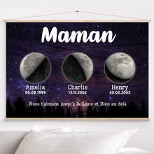 Charger l'image dans la galerie, Phase de lune personnalisés noms, Impressions sur métal cadeaux pour maman, de fête des mères, nous t’aimons jusqu’à la lune et bien au-delà
