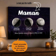 Charger l'image dans la galerie, Phase de lune personnalisés noms, Impressions sur métal cadeaux pour maman, de fête des mères, nous t’aimons jusqu’à la lune et bien au-delà

