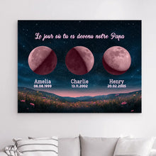 Charger l'image dans la galerie, Phase de lune personnalisés noms, métal cadeaux pour papa, de fête des pères, Lune de la naissance, Belle colline la nuit
